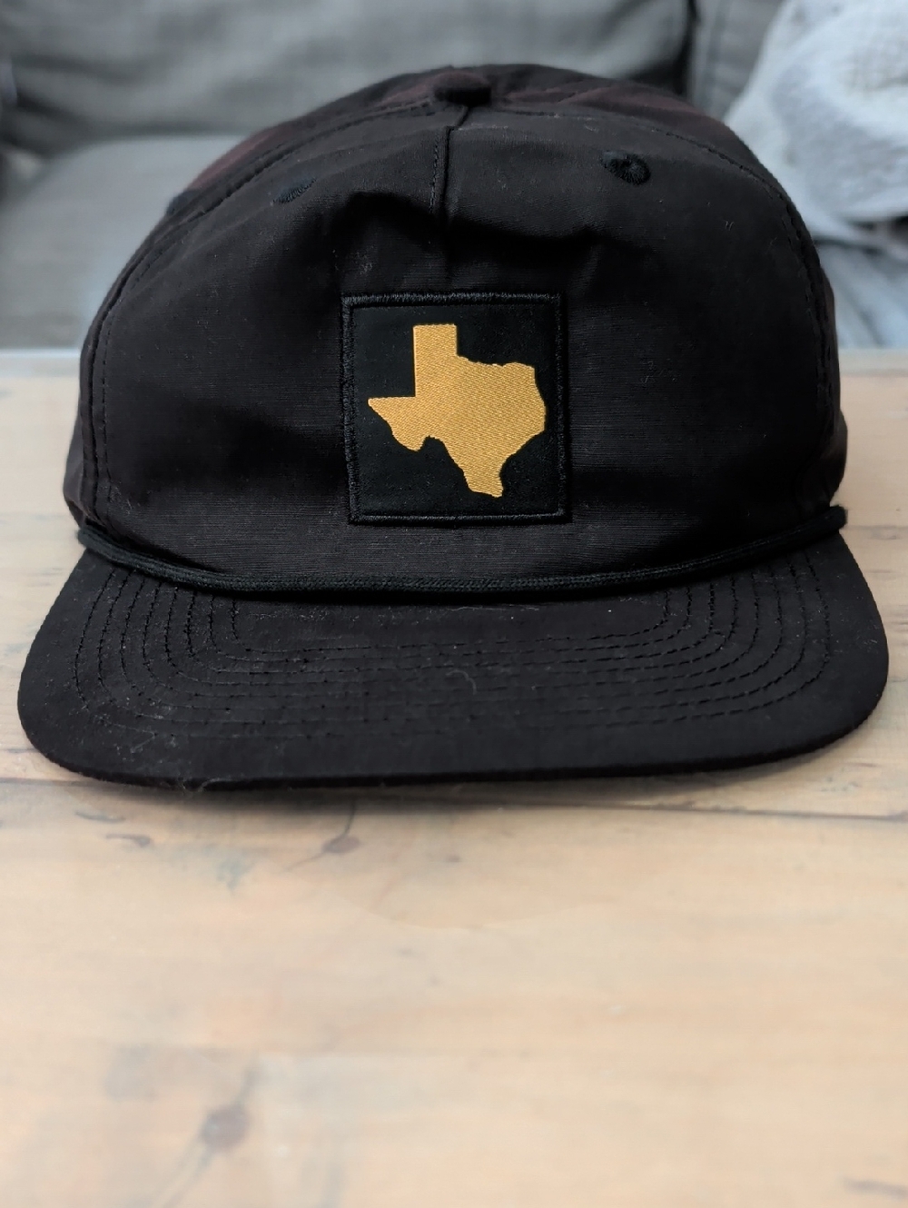 Black Texas Patch 5-Panel Cap - Gold Logo Adjustable